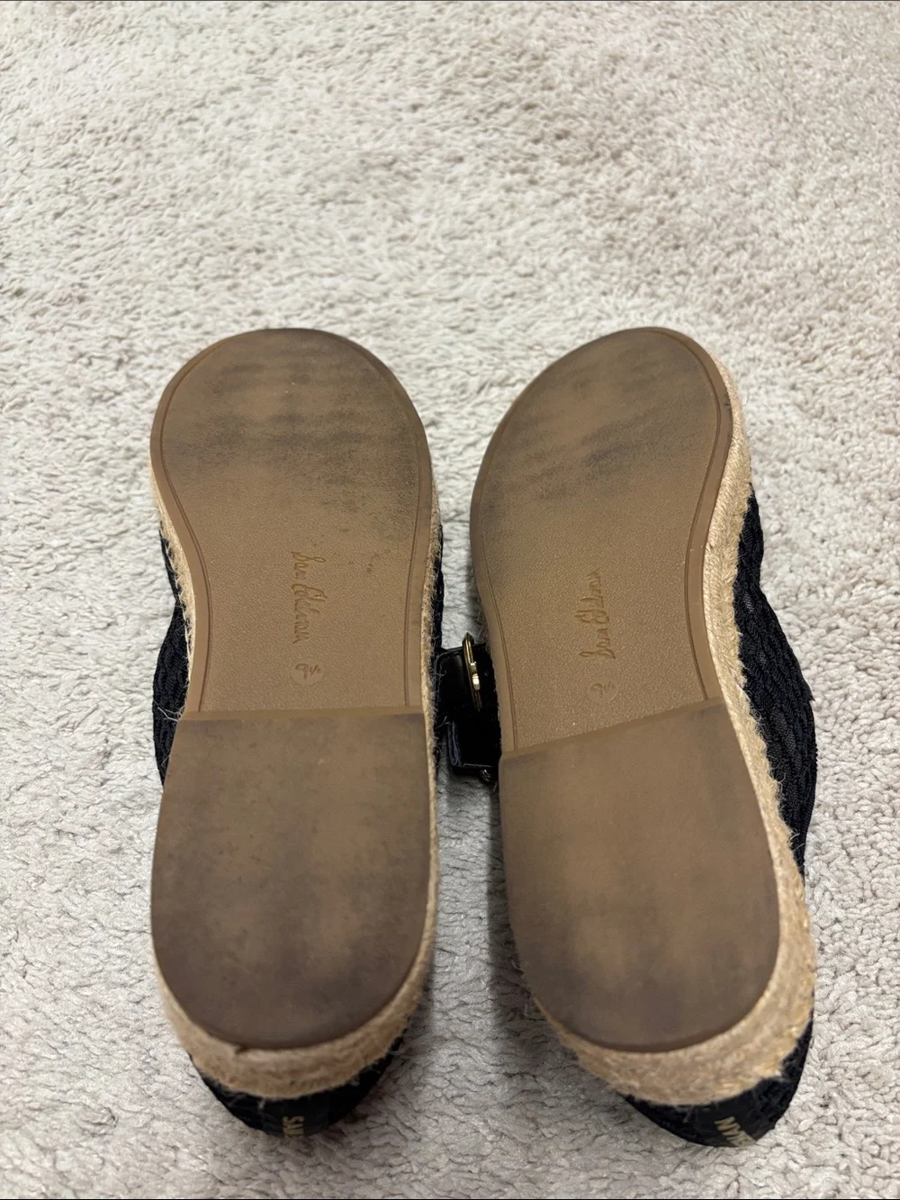Sam Edelman Black Mesh Mary Jane Espadrilles with Natural Jute Toe